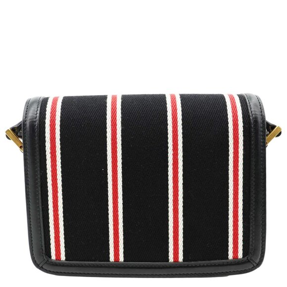 Yves Saint Laurent Solferino Striped Canvas Shoulder Bag Black - Picture 4 of 12
